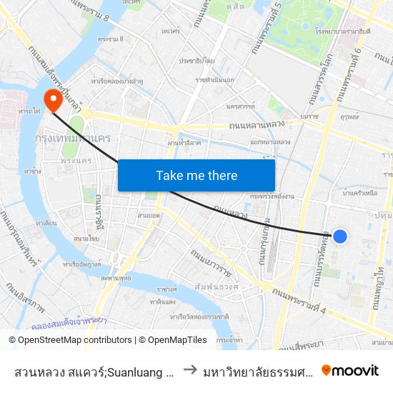 สวนหลวง สแควร์;Suanluang Square to มหาวิทยาลัยธรรมศาสตร์ map