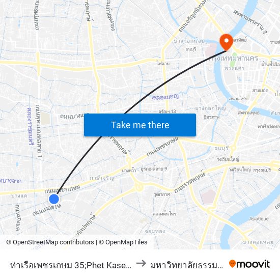 ท่าเรือเพชรเกษม 35;Phet Kasem 35 Pier to มหาวิทยาลัยธรรมศาสตร์ map