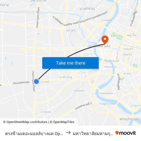 ตรงข้ามเดอะมอลล์บางแค Opp the Mall Bangkae to มหาวิทยาลัยมหามกุฏราชวิทยาลัย map