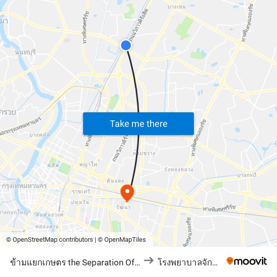 ข้ามแยกเกษตร the Separation Of Agriculture to โรงพยาบาลจักษุ รัตนิน map