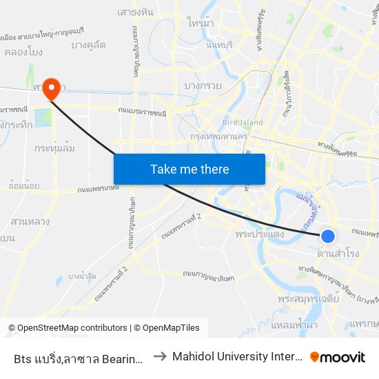 Bts แบริ่ง,ลาซาล Bearing Skytrain Station, Lasal to Mahidol University International College (Muic) map