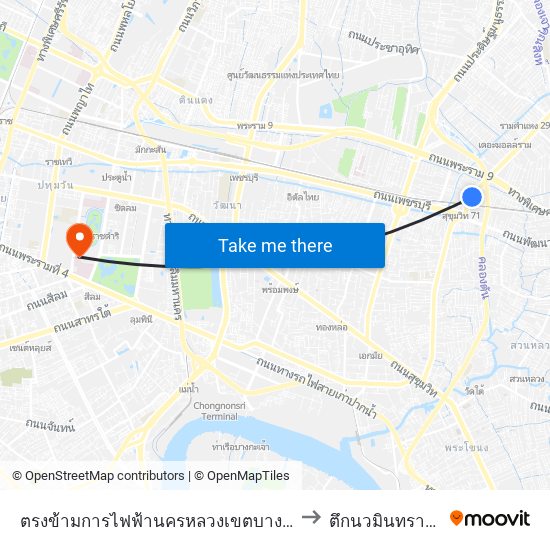 ตรงข้ามการไฟฟ้านครหลวงเขตบางกะปิ to ตึกนวมินทราชินี map