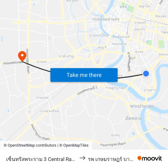 เซ็นทรัลพระราม 3 Central Rama 3 to รพ เกษมราษฎร์ บางแค map