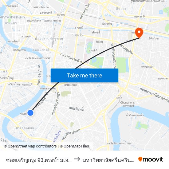 ซอยเจริญกรุง 93,ตรงข้ามเอเชียทีค Charoen Krung 93 to มหาวิทยาลัยศรีนครินทรวิโรฒ ประสานมิตร map