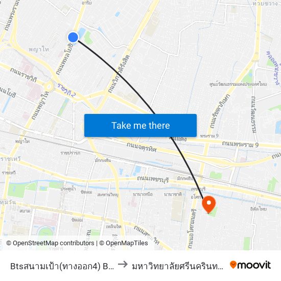 Btsสนามเป้า(ทางออก4) Bts Sanampao (Exit 4) to มหาวิทยาลัยศรีนครินทรวิโรฒ ประสานมิตร map