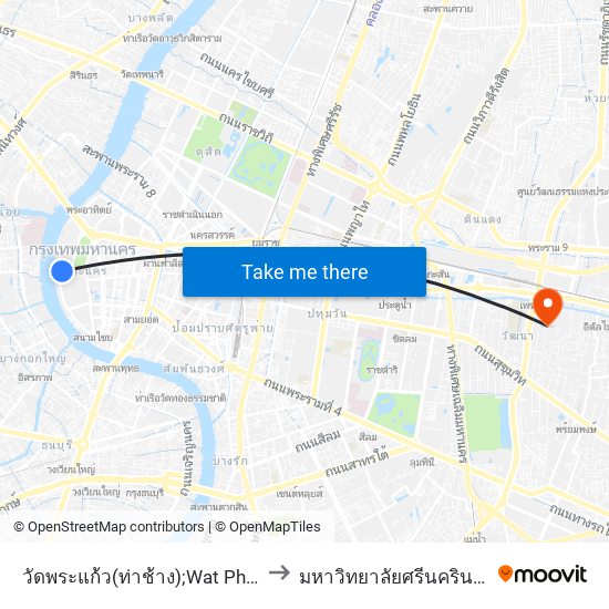 วัดพระแก้ว(ท่าช้าง);Wat Phra Kaew (Tha Chang Pier) to มหาวิทยาลัยศรีนครินทรวิโรฒ ประสานมิตร map