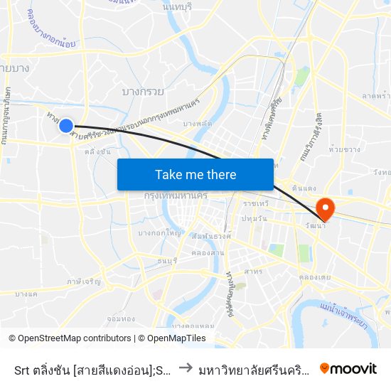 Srt ตลิ่งชัน [สายสีแดงอ่อน];Srt Taling Chan [Light Red Line] to มหาวิทยาลัยศรีนครินทรวิโรฒ ประสานมิตร map