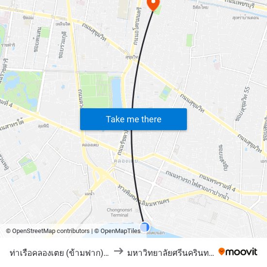 ท่าเรือคลองเตย (ข้ามฟาก);Klongtoey Pier (Ferry) to มหาวิทยาลัยศรีนครินทรวิโรฒ ประสานมิตร map