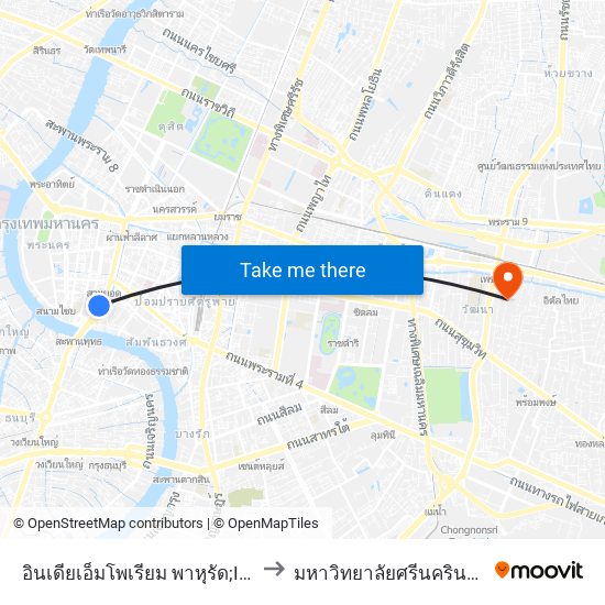 อินเดียเอ็มโพเรียม พาหุรัด;India Emporium Phahurat to มหาวิทยาลัยศรีนครินทรวิโรฒ ประสานมิตร map