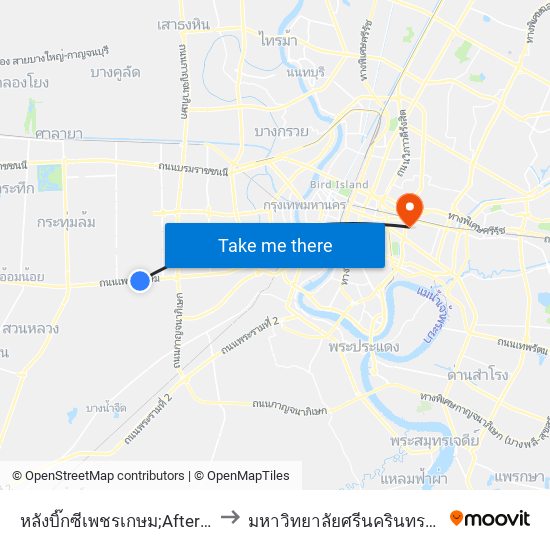 หลังบิ๊กซีเพชรเกษม;After Big C Phetkasem to มหาวิทยาลัยศรีนครินทรวิโรฒ ประสานมิตร map