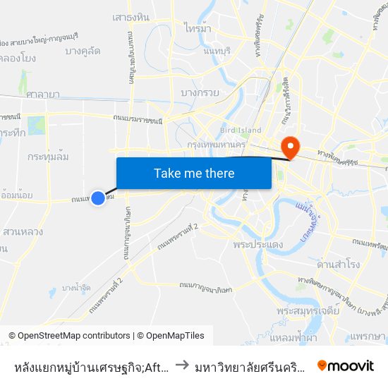 หลังแยกหมู่บ้านเศรษฐกิจ;After Setthakit Village Junction to มหาวิทยาลัยศรีนครินทรวิโรฒ ประสานมิตร map