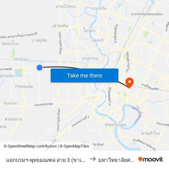 แยกบรมฯ-พุทธมณฑล สาย 3 (ขาเข้า);Borom - Phutthamonthon Sai 3 Intersection (Inbound) to มหาวิทยาลัยศรีนครินทรวิโรฒ ประสานมิตร map