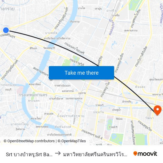 Srt บางบำหรุ;Srt Bang Bamru to มหาวิทยาลัยศรีนครินทรวิโรฒ ประสานมิตร map