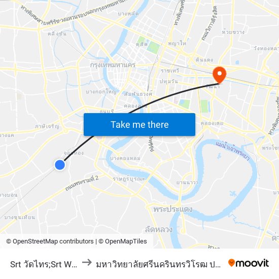 Srt วัดไทร;Srt WAT Sai to มหาวิทยาลัยศรีนครินทรวิโรฒ ประสานมิตร map