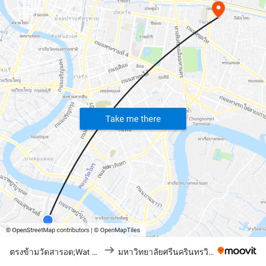 ตรงข้ามวัดสารอด;Wat Sarod (Opposite) to มหาวิทยาลัยศรีนครินทรวิโรฒ ประสานมิตร map