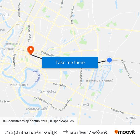 สจล.(สำนักงานอธิการบดี);Kmitl (Office Of the President) to มหาวิทยาลัยศรีนครินทรวิโรฒ ประสานมิตร map