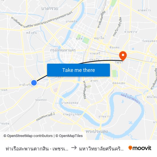 ท่าเรือสะพานตากสิน - เพชรเกษม;Taksin-Phet Kasem Pier to มหาวิทยาลัยศรีนครินทรวิโรฒ ประสานมิตร map