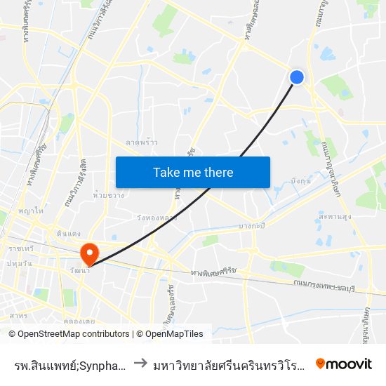 รพ.สินแพทย์;Synphaet Hospital to มหาวิทยาลัยศรีนครินทรวิโรฒ ประสานมิตร map