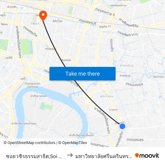 ซอยวชิรธรรมสาธิต;Soi Wachiratham Sathit to มหาวิทยาลัยศรีนครินทรวิโรฒ ประสานมิตร map