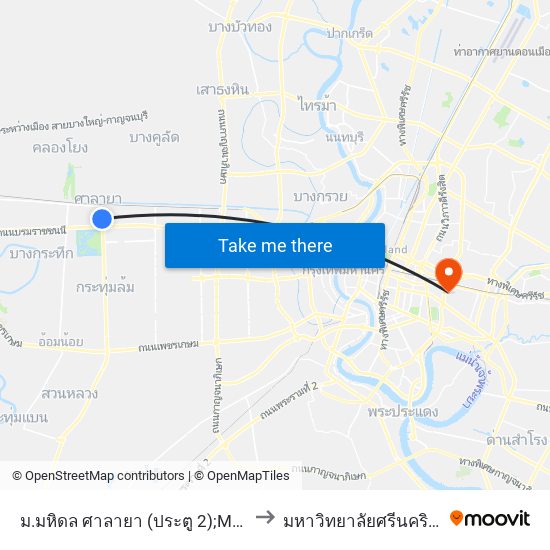 ม.มหิดล ศาลายา (ประตู 2);Mahidol University Salaya (Gate 2) to มหาวิทยาลัยศรีนครินทรวิโรฒ ประสานมิตร map