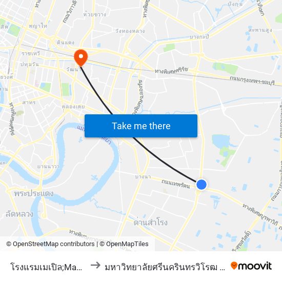 โรงแรมเมเปิล;Maple Hotel to มหาวิทยาลัยศรีนครินทรวิโรฒ ประสานมิตร map