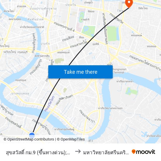 สุขสวัสดิ์ กม.9 (ขึ้นทางด่วน);Suksawat Km.9 (To Expressway) to มหาวิทยาลัยศรีนครินทรวิโรฒ ประสานมิตร map