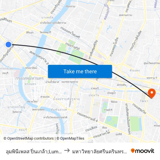 ลุมพินีเพลส ปิ่นเกล้า;Lumpini Place Pinklao to มหาวิทยาลัยศรีนครินทรวิโรฒ ประสานมิตร map