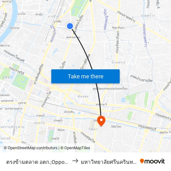 ตรงข้ามตลาด อตก.;Opposite Or Tor Kor Market to มหาวิทยาลัยศรีนครินทรวิโรฒ ประสานมิตร map