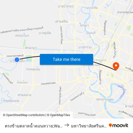 ตรงข้ามตลาดน้ำดอนหวาย;Wat Don Wai Floating Market (Opposite) to มหาวิทยาลัยศรีนครินทรวิโรฒ ประสานมิตร map