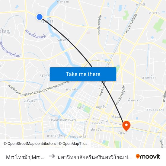 Mrt ไทรม้า;Mrt Sai MA to มหาวิทยาลัยศรีนครินทรวิโรฒ ประสานมิตร map