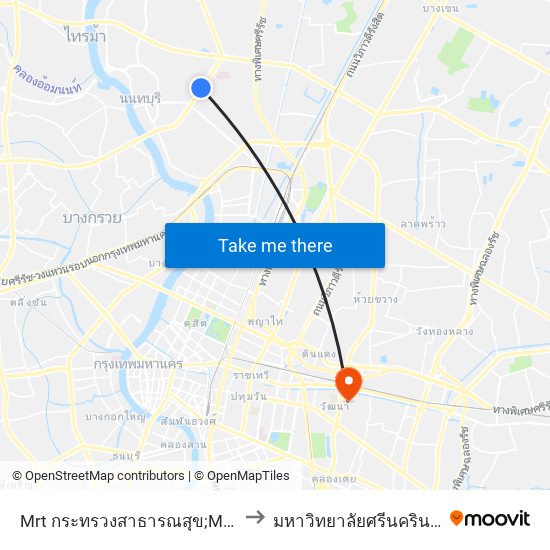 Mrt กระทรวงสาธารณสุข;Mrt Ministry Of Public Health to มหาวิทยาลัยศรีนครินทรวิโรฒ ประสานมิตร map