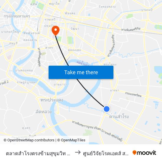 ตลาดสำโรงตรงข้ามสุขุมวิท 111 Talat Samrong to ศูนย์วิจัยโรคเอดส์ สภากาชาดไทย map