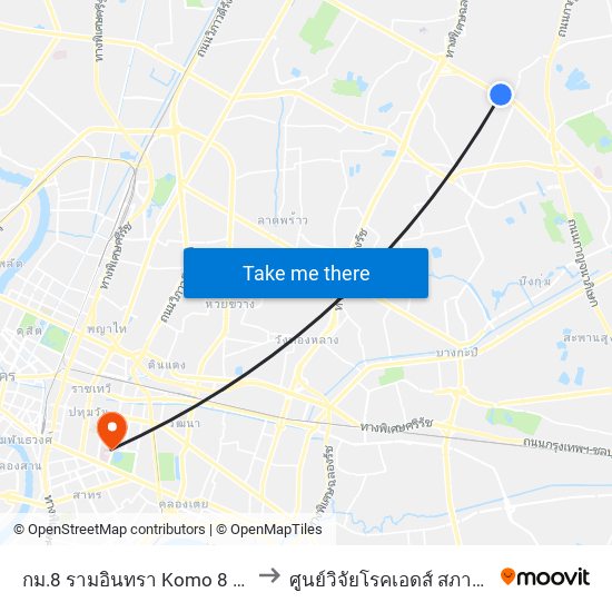 กม.8 รามอินทรา Komo 8 Ram In Thra to ศูนย์วิจัยโรคเอดส์ สภากาชาดไทย map