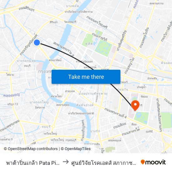 พาต้าปิ่นเกล้า Pata Pinklao to ศูนย์วิจัยโรคเอดส์ สภากาชาดไทย map