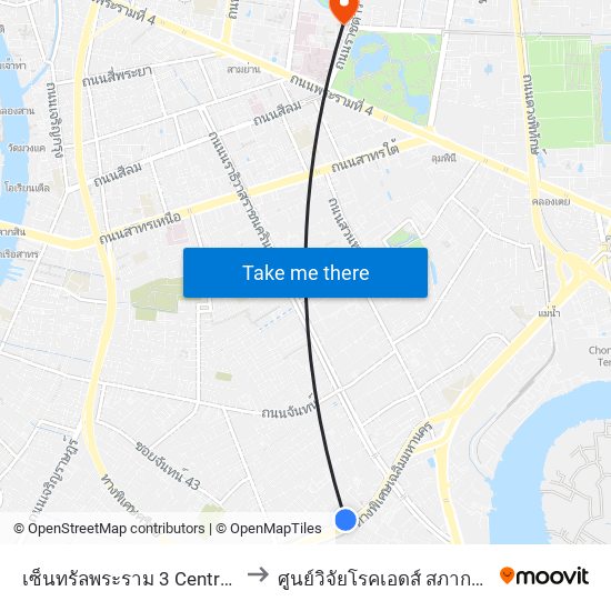 เซ็นทรัลพระราม 3 Central Rama 3 to ศูนย์วิจัยโรคเอดส์ สภากาชาดไทย map