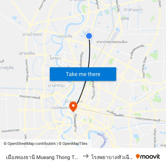 เมืองทองธานี Mueang Thong Thani to โรงพยาบาลหัวเฉียว map