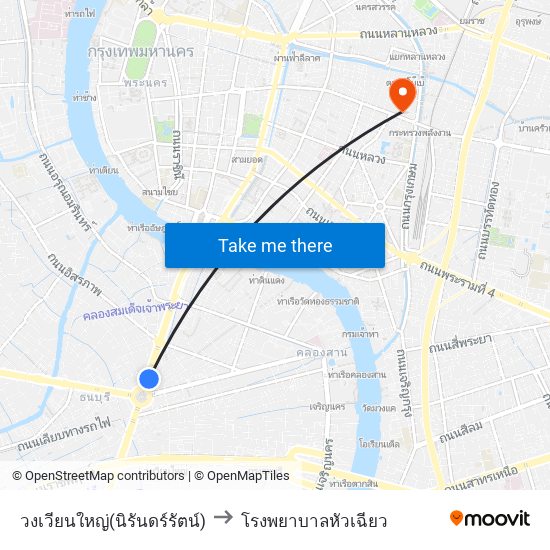 วงเวียนใหญ่(นิรันดร์รัตน์) to โรงพยาบาลหัวเฉียว map