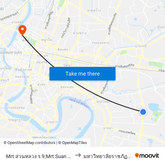 Mrt สวนหลวง ร.9;Mrt Suan Luang Rama IX to มหาวิทยาลัยราชภัฏสวนสุนันทา map