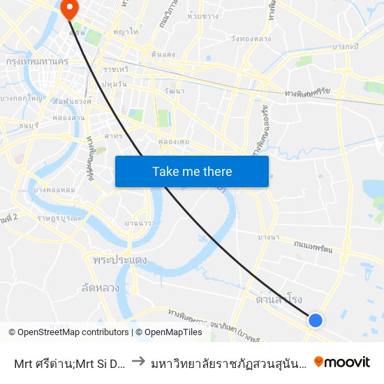 Mrt ศรีด่าน;Mrt Si Dan to มหาวิทยาลัยราชภัฏสวนสุนันทา map