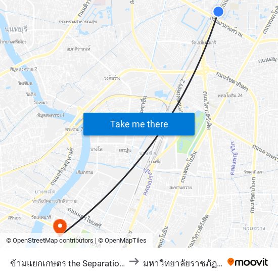 ข้ามแยกเกษตร the Separation Of Agriculture to มหาวิทยาลัยราชภัฏสวนสุนันทา map