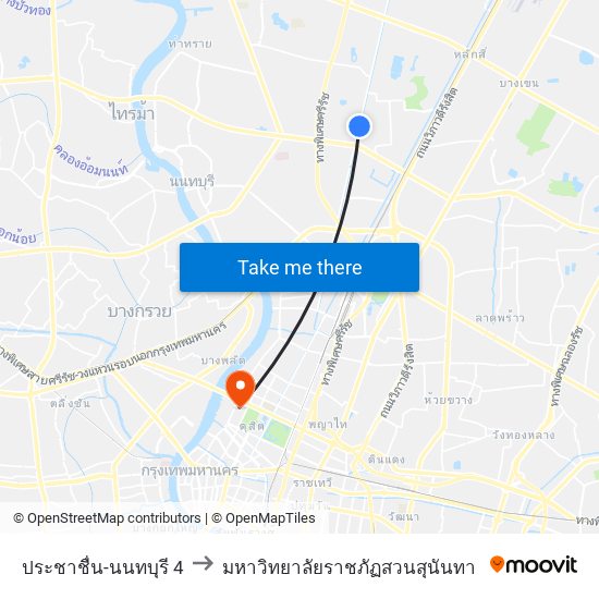ประชาชื่น-นนทบุรี 4 to มหาวิทยาลัยราชภัฏสวนสุนันทา map