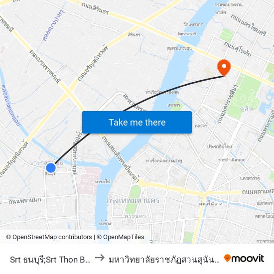 Srt ธนบุรี;Srt Thon Buri to มหาวิทยาลัยราชภัฏสวนสุนันทา map