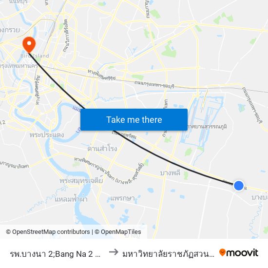รพ.บางนา 2;Bang Na 2 Hospital to มหาวิทยาลัยราชภัฏสวนสุนันทา map
