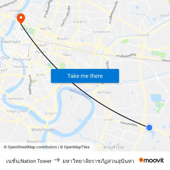 เนชั่น;Nation Tower to มหาวิทยาลัยราชภัฏสวนสุนันทา map