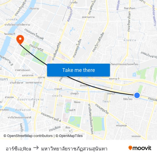 อาร์ซีเอ;Rca to มหาวิทยาลัยราชภัฏสวนสุนันทา map