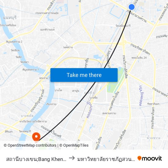 สถานีบางเขน;Bang Khen Station to มหาวิทยาลัยราชภัฏสวนสุนันทา map