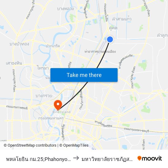 พหลโยธิน กม.25;Phahonyothin Km.25 to มหาวิทยาลัยราชภัฏสวนสุนันทา map