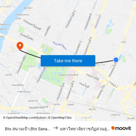Bts สนามเป้า;Bts Sanam Pao to มหาวิทยาลัยราชภัฏสวนสุนันทา map