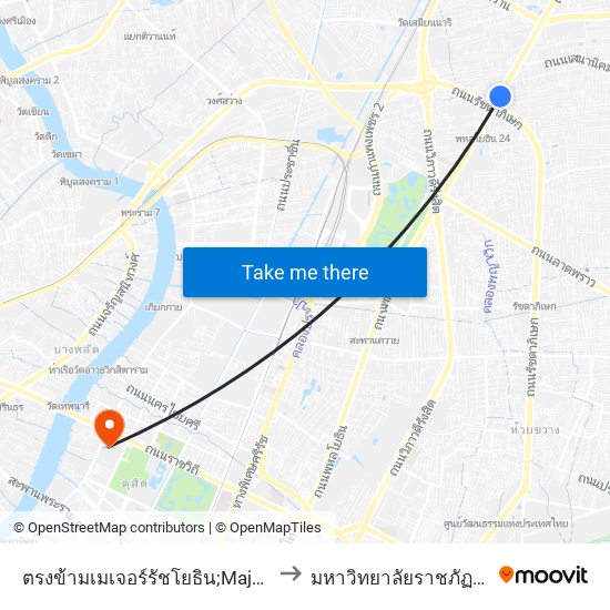 ตรงข้ามเมเจอร์รัชโยธิน;Major Ratchayothin to มหาวิทยาลัยราชภัฏสวนสุนันทา map