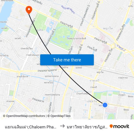 แยกเฉลิมเผ่า;Chaloem Phao Intersection to มหาวิทยาลัยราชภัฏสวนสุนันทา map